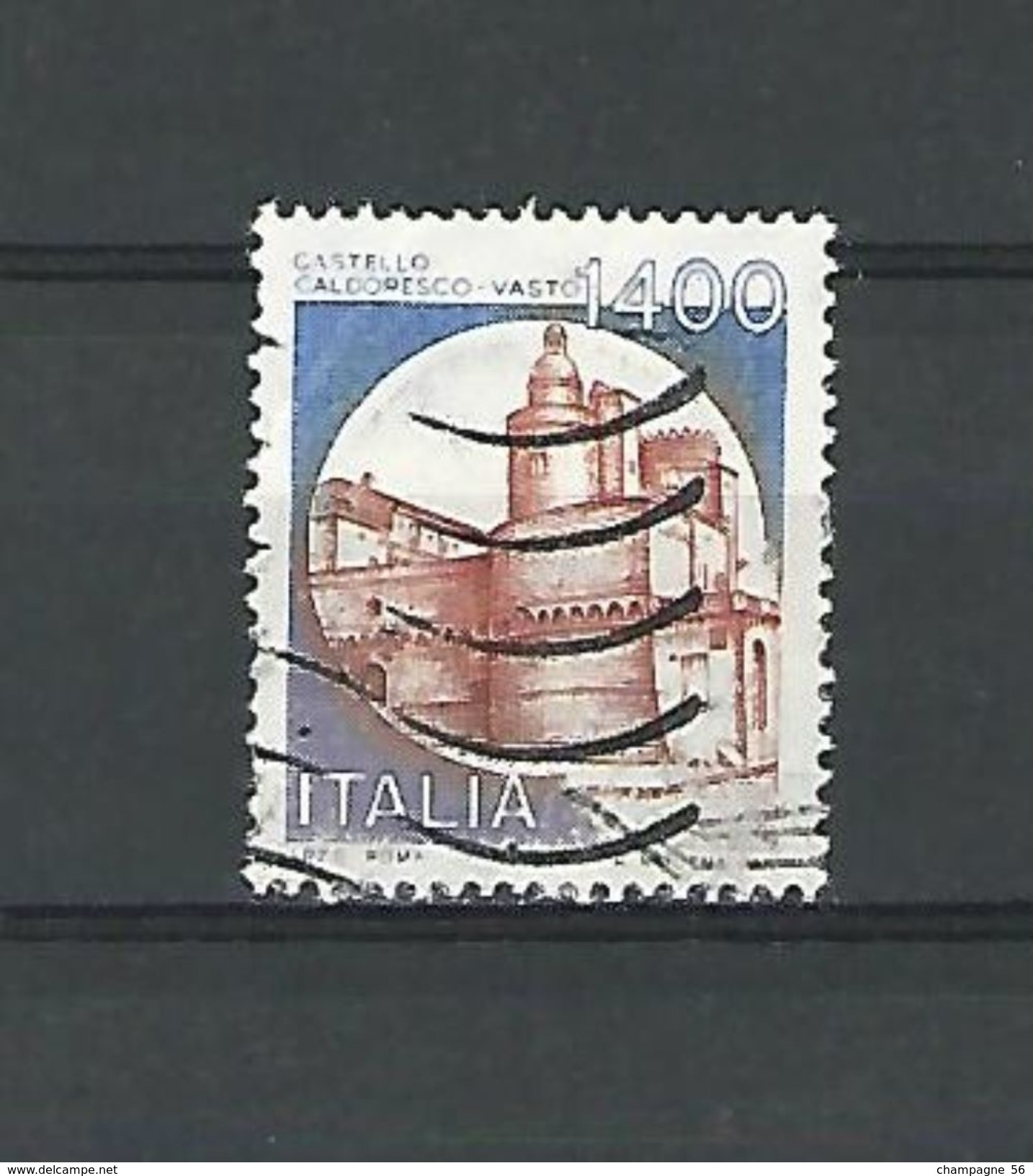 VARIÉTÉS 1983  N° 1582 ITALIE  1400  CHÂTEAUX CALDORESCO VASTO   OBLITÉRÉ YVERT T 0.40 € - Varietà E Curiosità