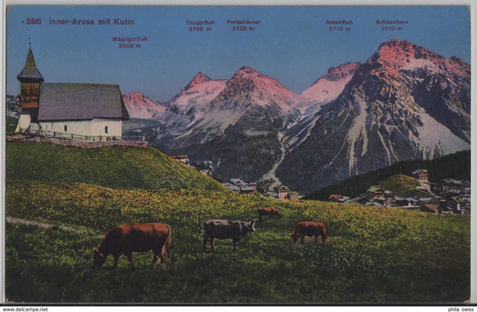 Inner-Arosa Mit Kulm - Küche, Kirche, Vaches - Photoglob - Arosa