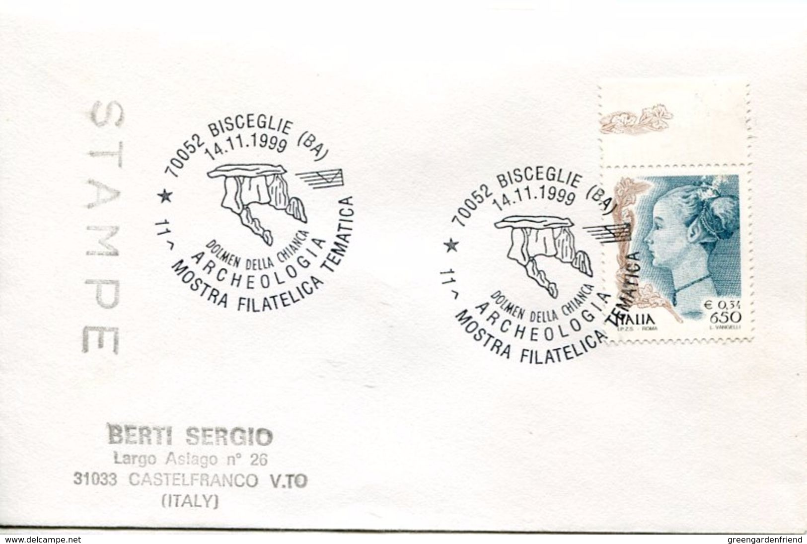 24801 Italia, Special Postmark 1999 Bisceglie,  Dolmen  Archeology,  Prehistory - Prehistoria