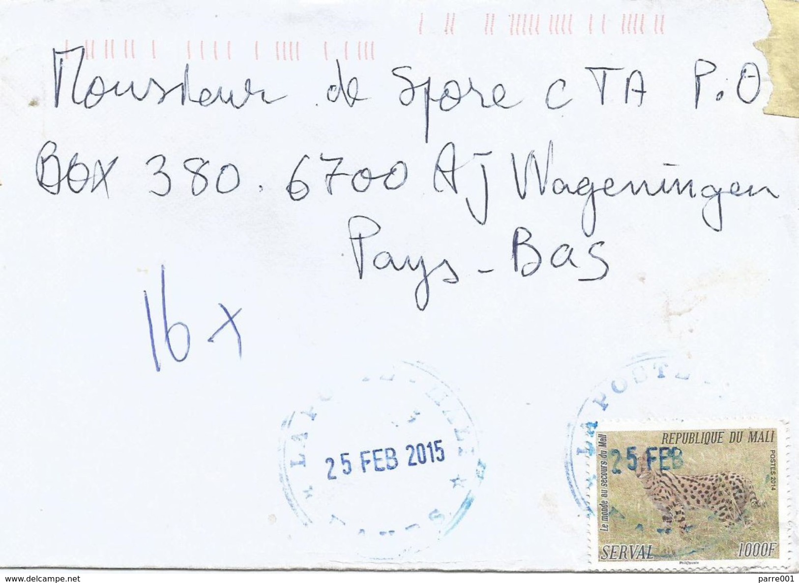 Mali 2015 Kayes 1000f Serval Cover - Mali (1959-...)