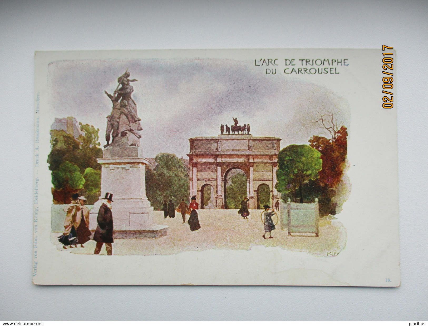 SIGNED KLEY , ARC DE TRIOMPHE  , DU CARROUSEL  ,   PARIS FRANCE ,  K0 - Monuments