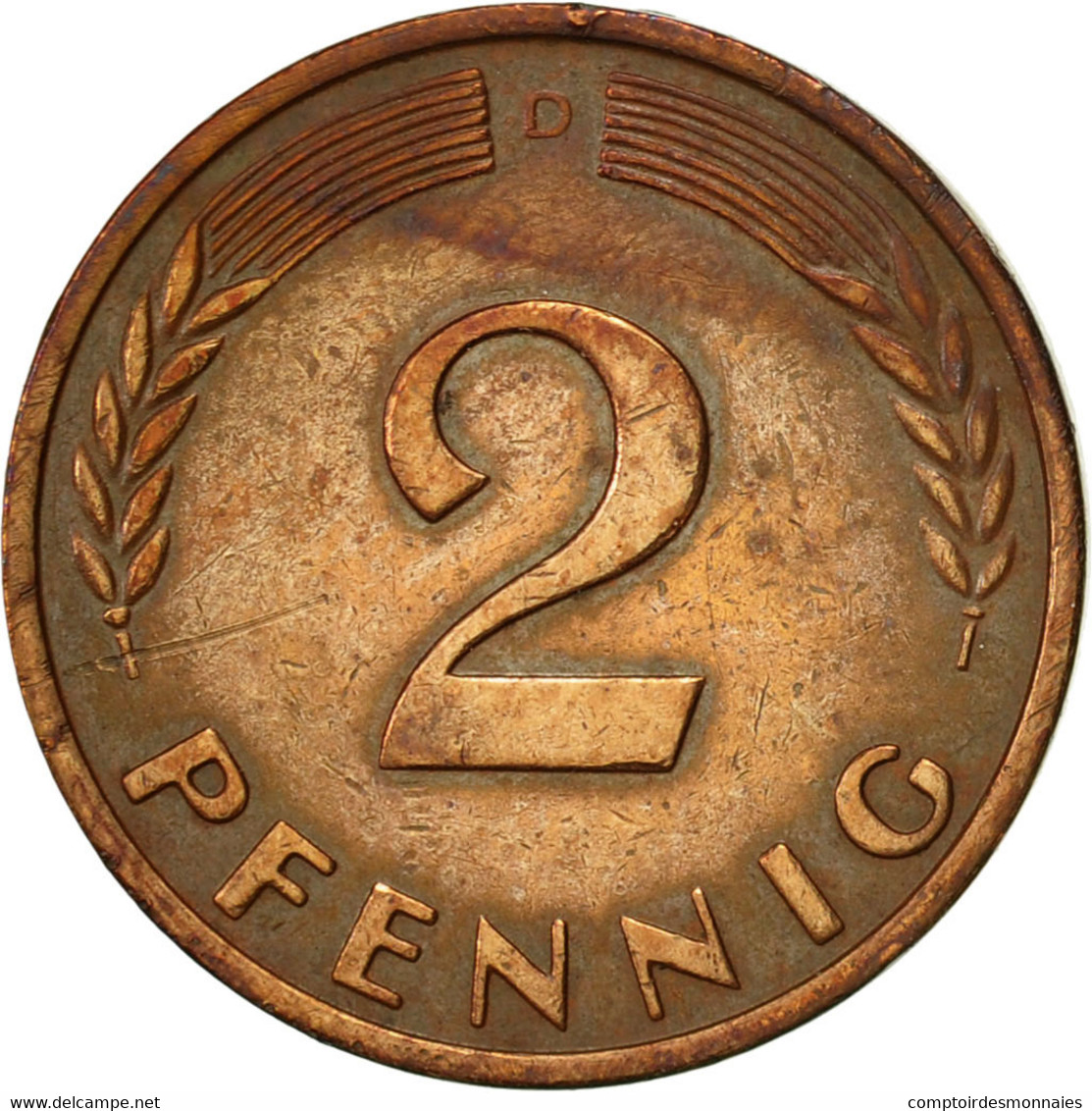 Monnaie, République Fédérale Allemande, 2 Pfennig, 1959, Munich, TTB, Bronze - 2 Pfennig