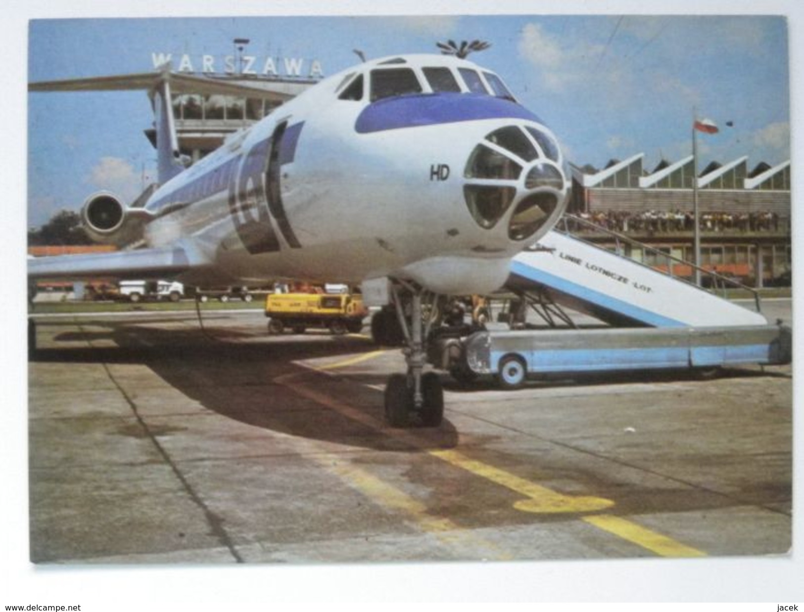 TU 134 / Warsaw  Okecie / Airport / Airport Car / Poland 1979 Year /  LOT Postcard - Aerodromi