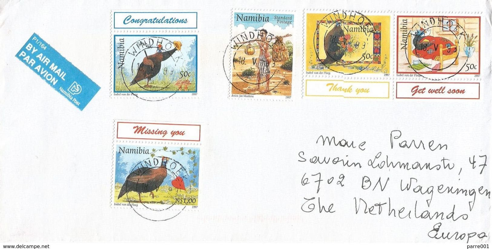 Namibia 1999 Windhoek Guinea Fowl Bushman Cover - Namibia (1990- ...)