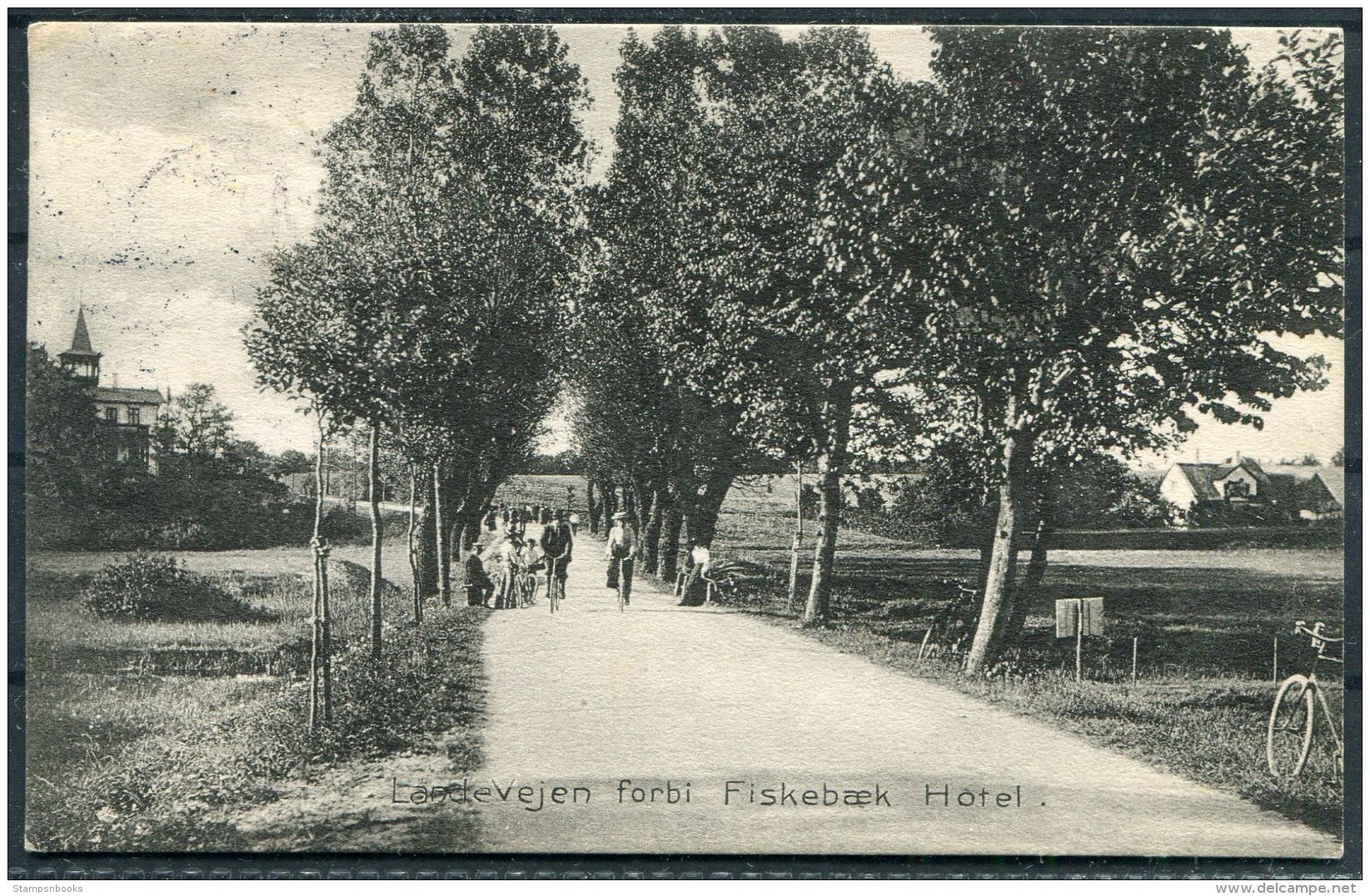 1910 Denmark Fiskebaek Hotel, Bicycles Postcard Copenhagen Hjllerod.Postal Stationery Cut-outs! - Covers & Documents