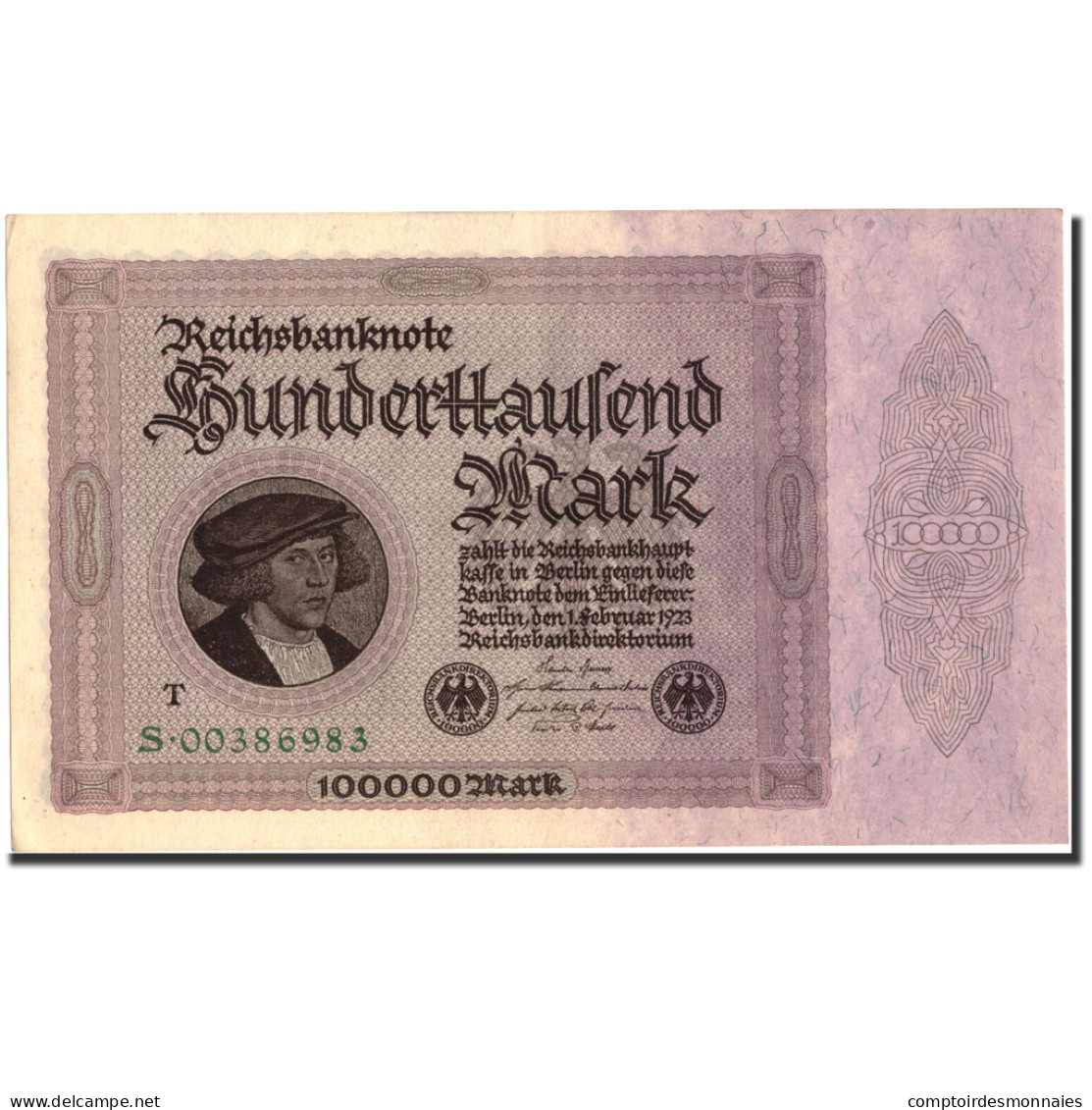 Billet, Allemagne, 100,000 Mark, 1923, 1923-02-01, KM:83b, SUP+ - 100000 Mark