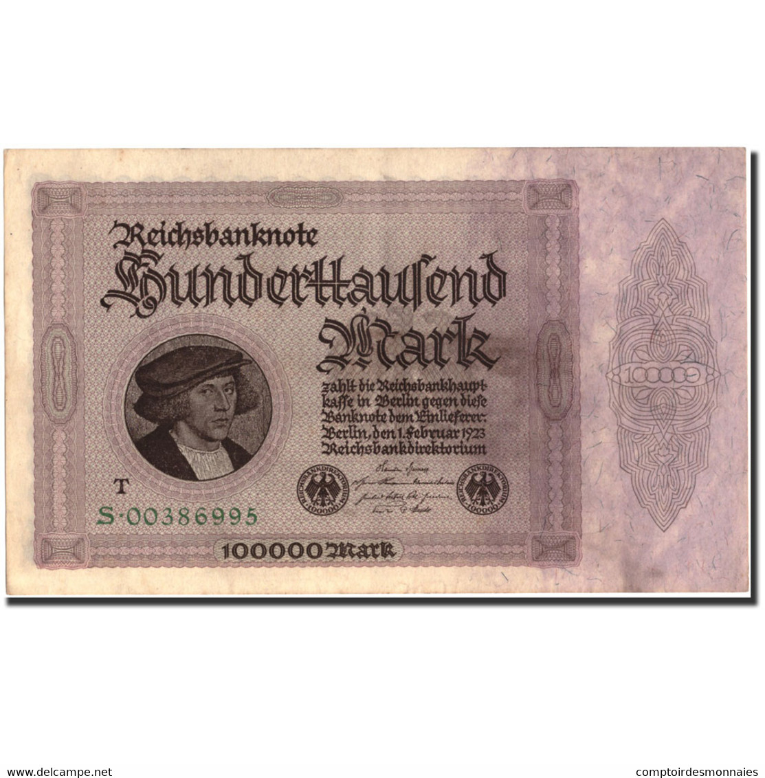 Billet, Allemagne, 100,000 Mark, 1923, 1923-02-01, KM:83b, TTB+ - 100.000 Mark