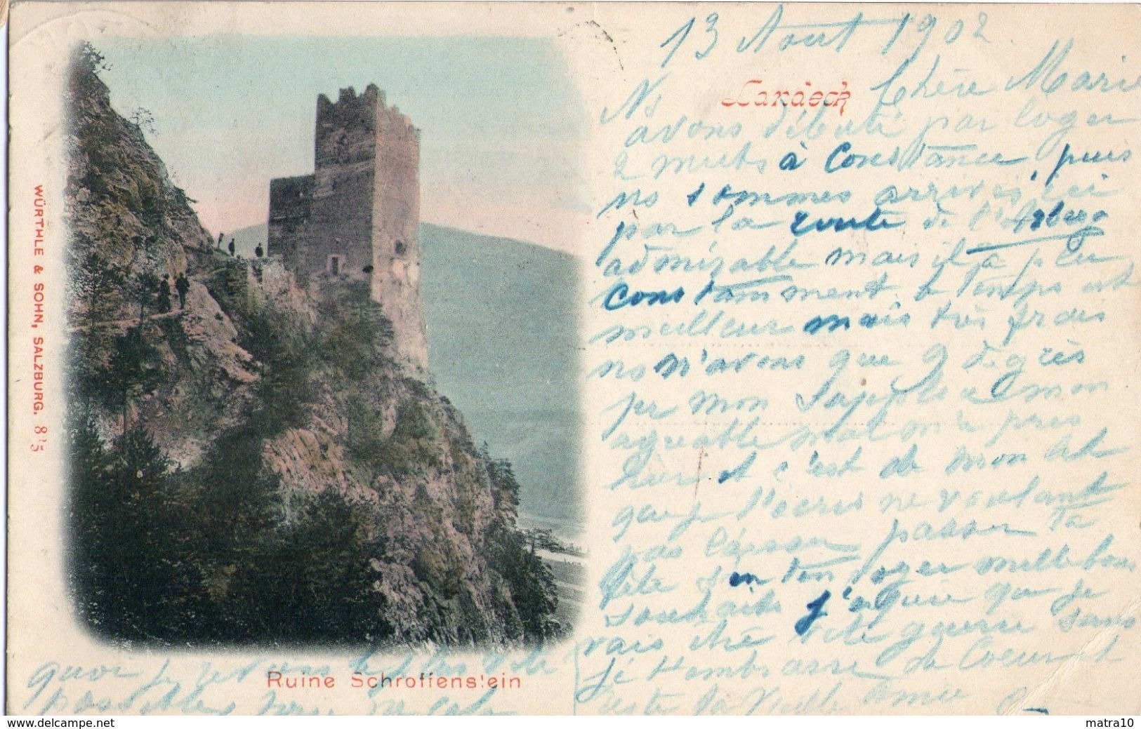 AUSTRIA OESTERREICH TIROL LANDECK RUINE SCHROFFENSTEIN GELAUFEN 1902 NACH BRUXELLES BRÛSSEL - Landeck