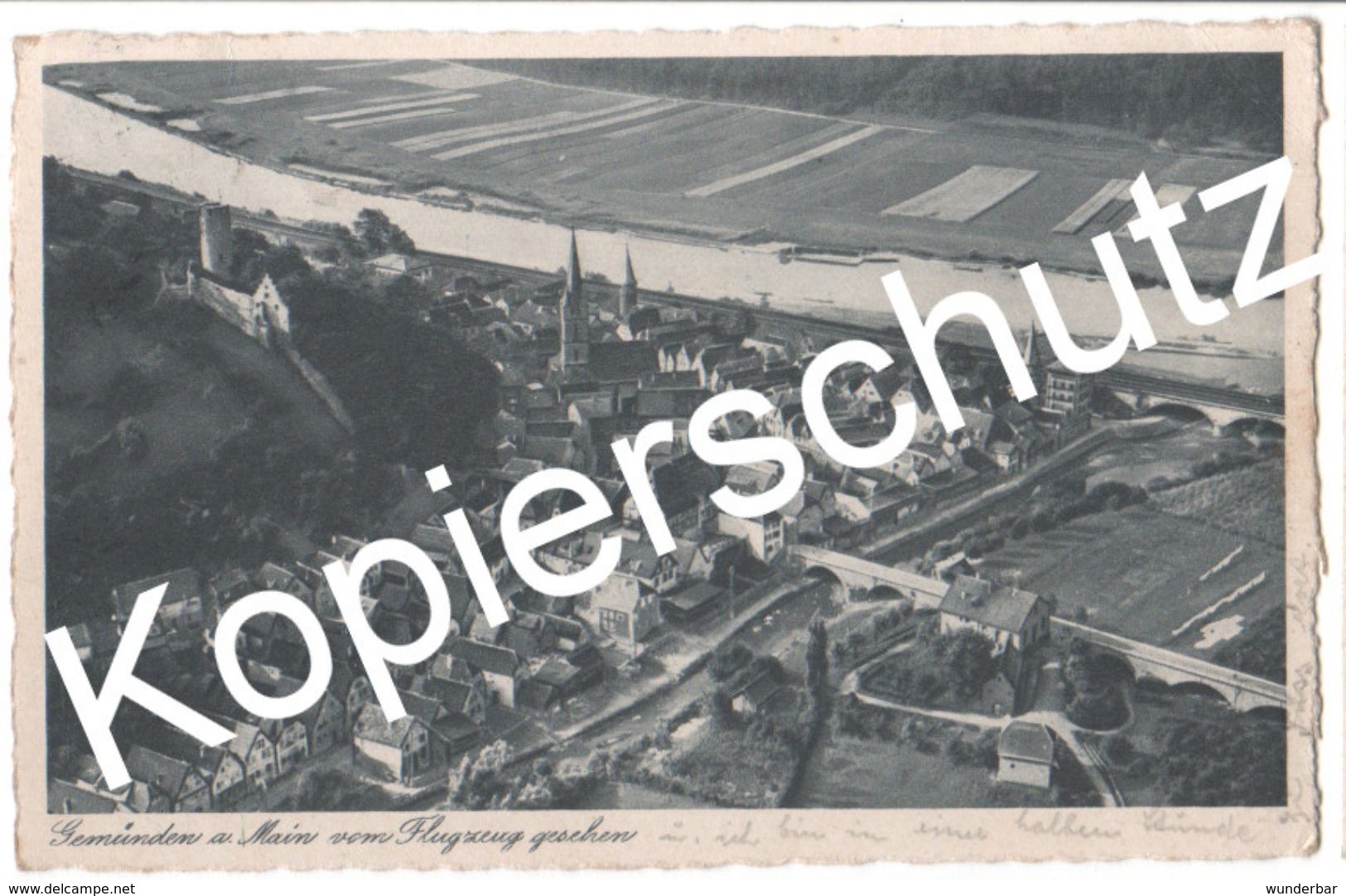 Gemünden Am Main Vom Flugzeug Aus 1936 (z5420) - Gemünden