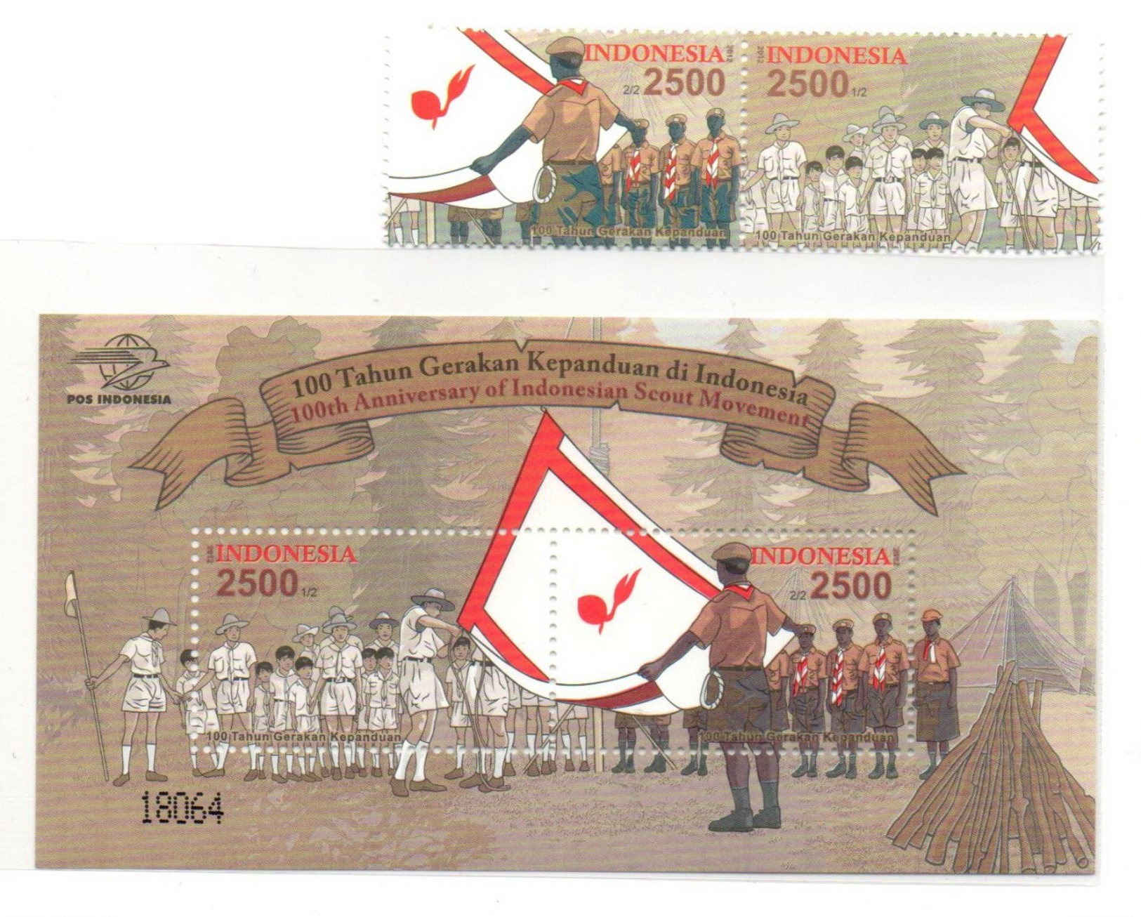 INDONESIA 2012 100TH INDONESIAN SCOUT SET SS SOUVENIR SHEET & STAMPS MN - Indonésie