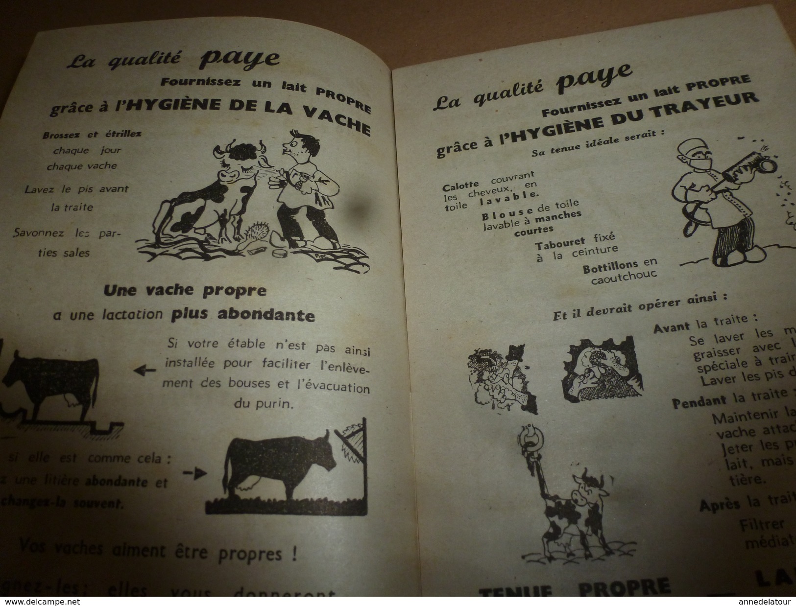 1957 Produire du bon lait (Brochure humorist. Féd. des Producteurs de Lait) avec 2 dessus PONT-LEVEQUE et  MAMIROLLAIS