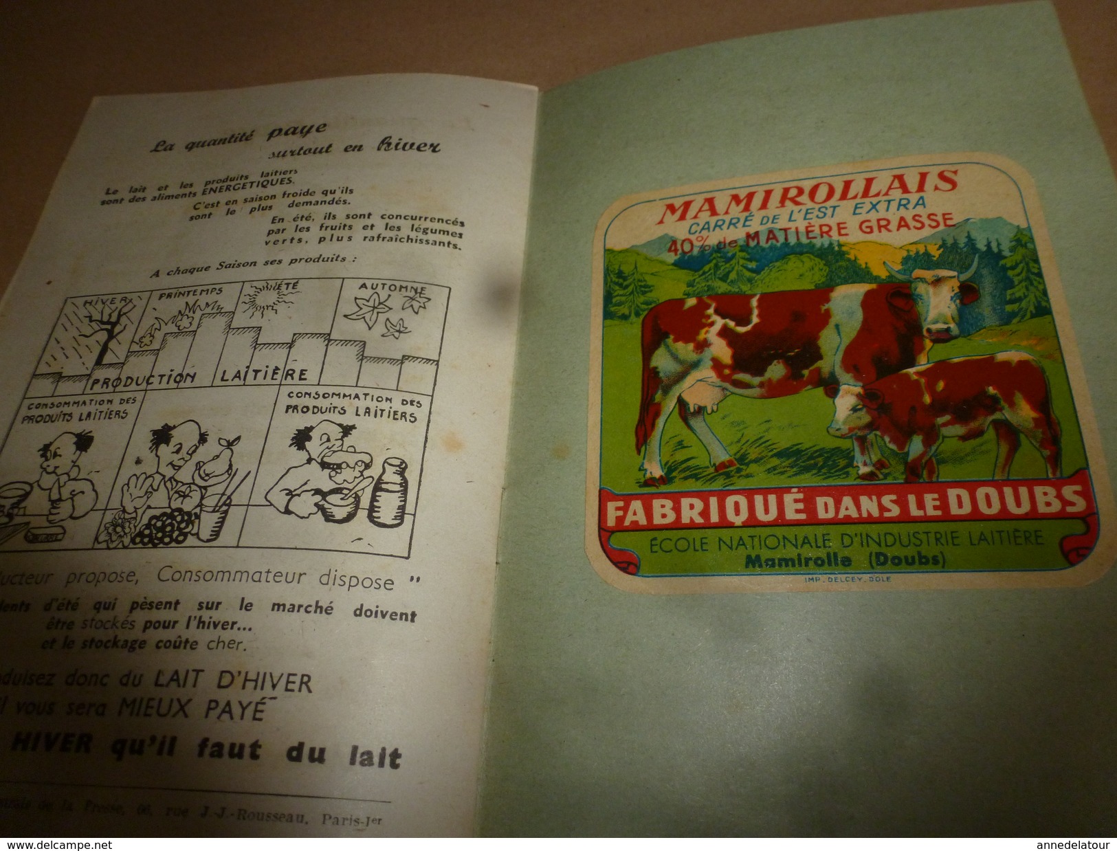 1957 Produire du bon lait (Brochure humorist. Féd. des Producteurs de Lait) avec 2 dessus PONT-LEVEQUE et  MAMIROLLAIS