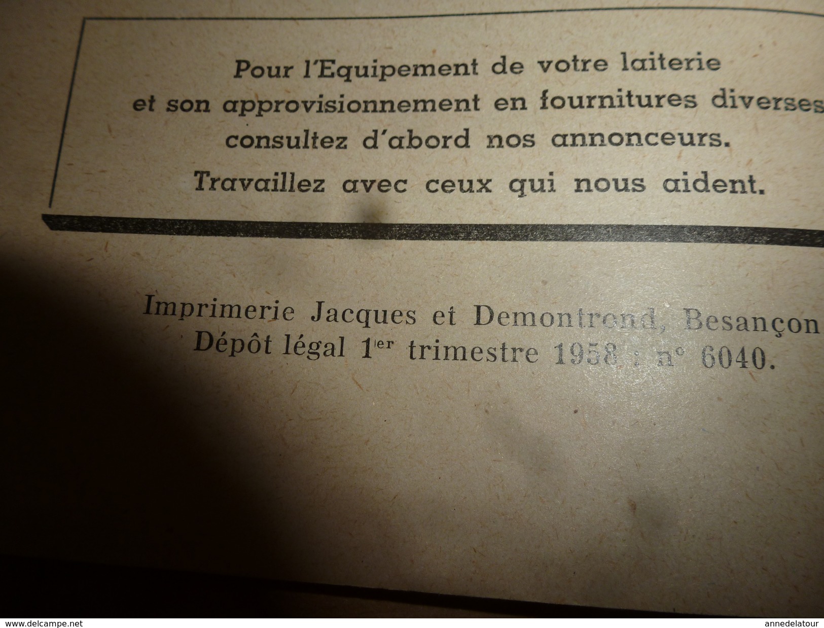 Bulletin 1957  Association Amicale des Anciens Elèves de l'Ecole Nationale d'Industrie Laitière de MAMIROLLE