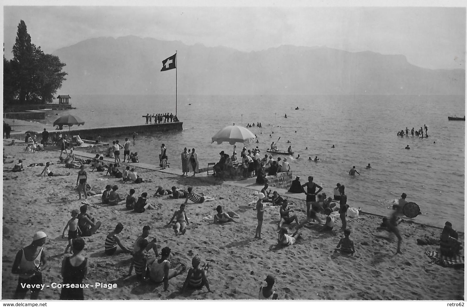 VEVEY &rarr; Corseaux-Plage, Fotokarte Ca.1950 - Corseaux