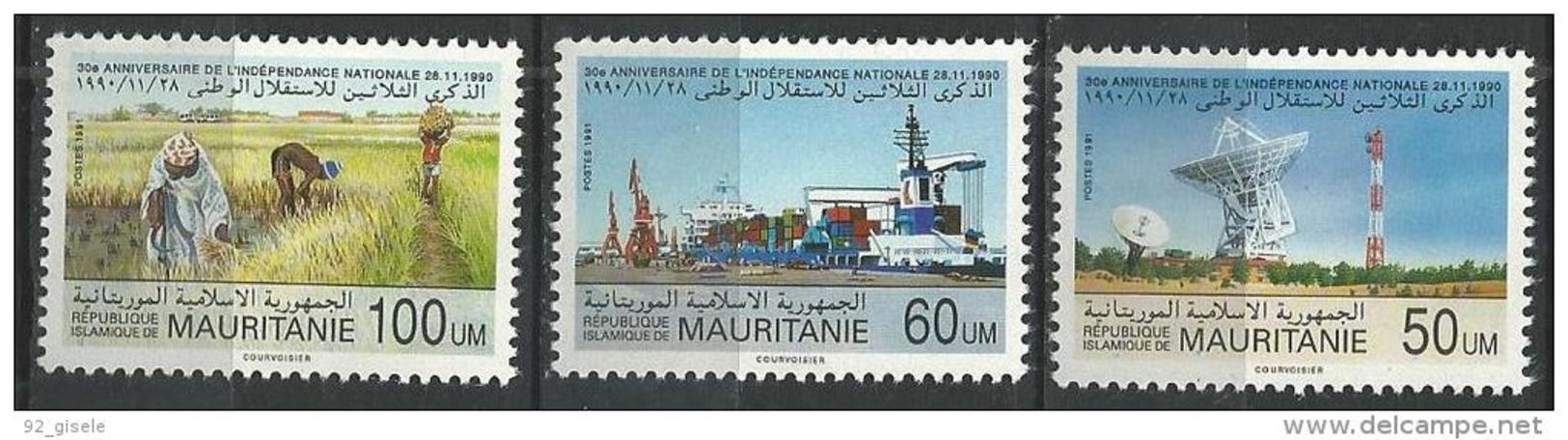 Mauritanie YT 651 à 653 " Indépendance " 1991 Neuf** - Mauritania (1960-...)