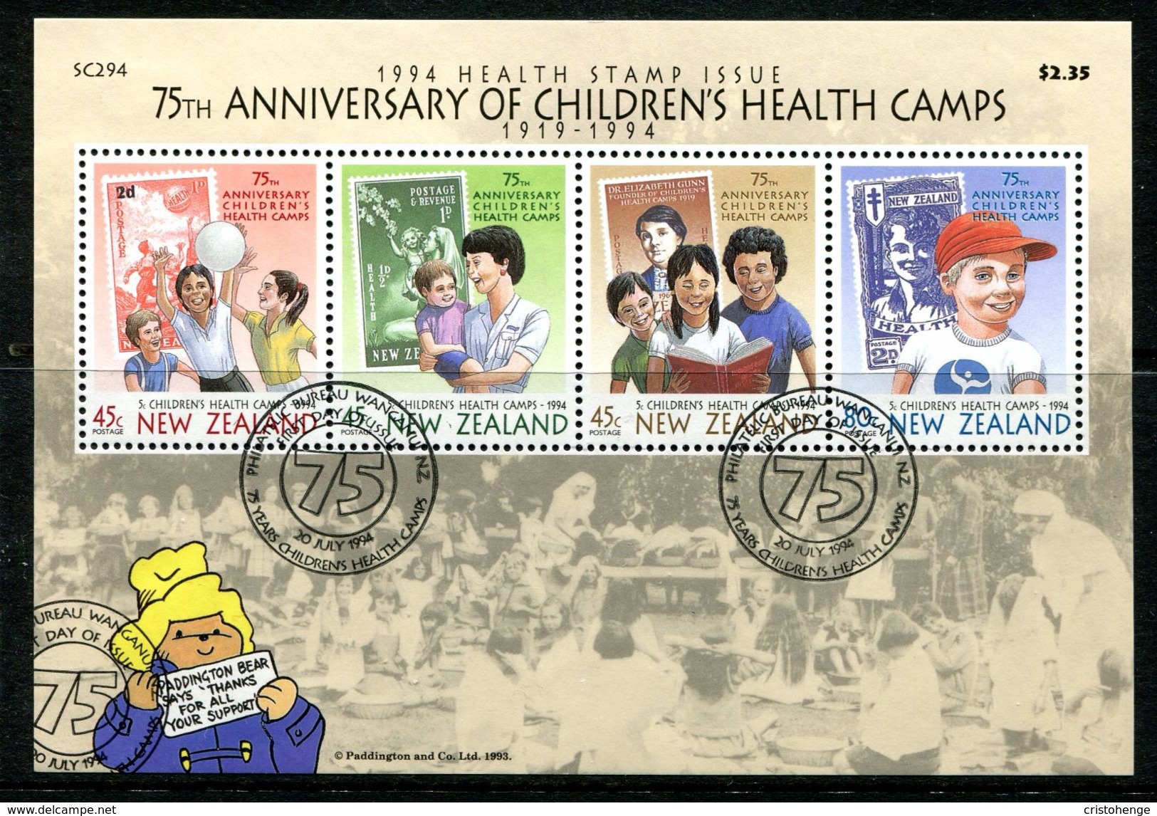 New Zealand 1994 Health - 75th Anniversary Of Health Camps MS Used (SG MS1817) - Used Stamps