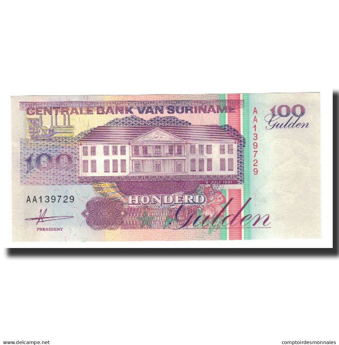 Billet, Surinam, 100 Gulden, 1991-07-09, KM:139a, NEUF - Surinam