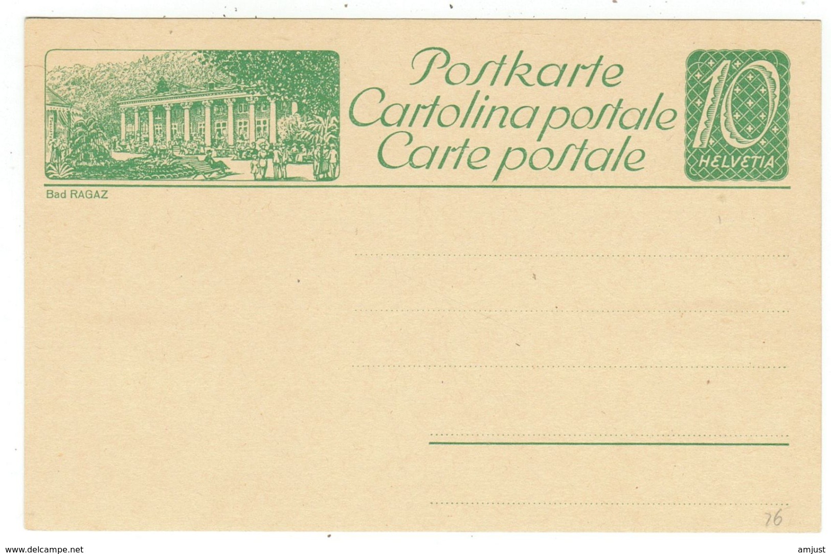 Suisse // Schweiz // Switzerland // Entiers Postaux // Entier Postal Neuf, Avec Image De Bad Ragaz - Stamped Stationery