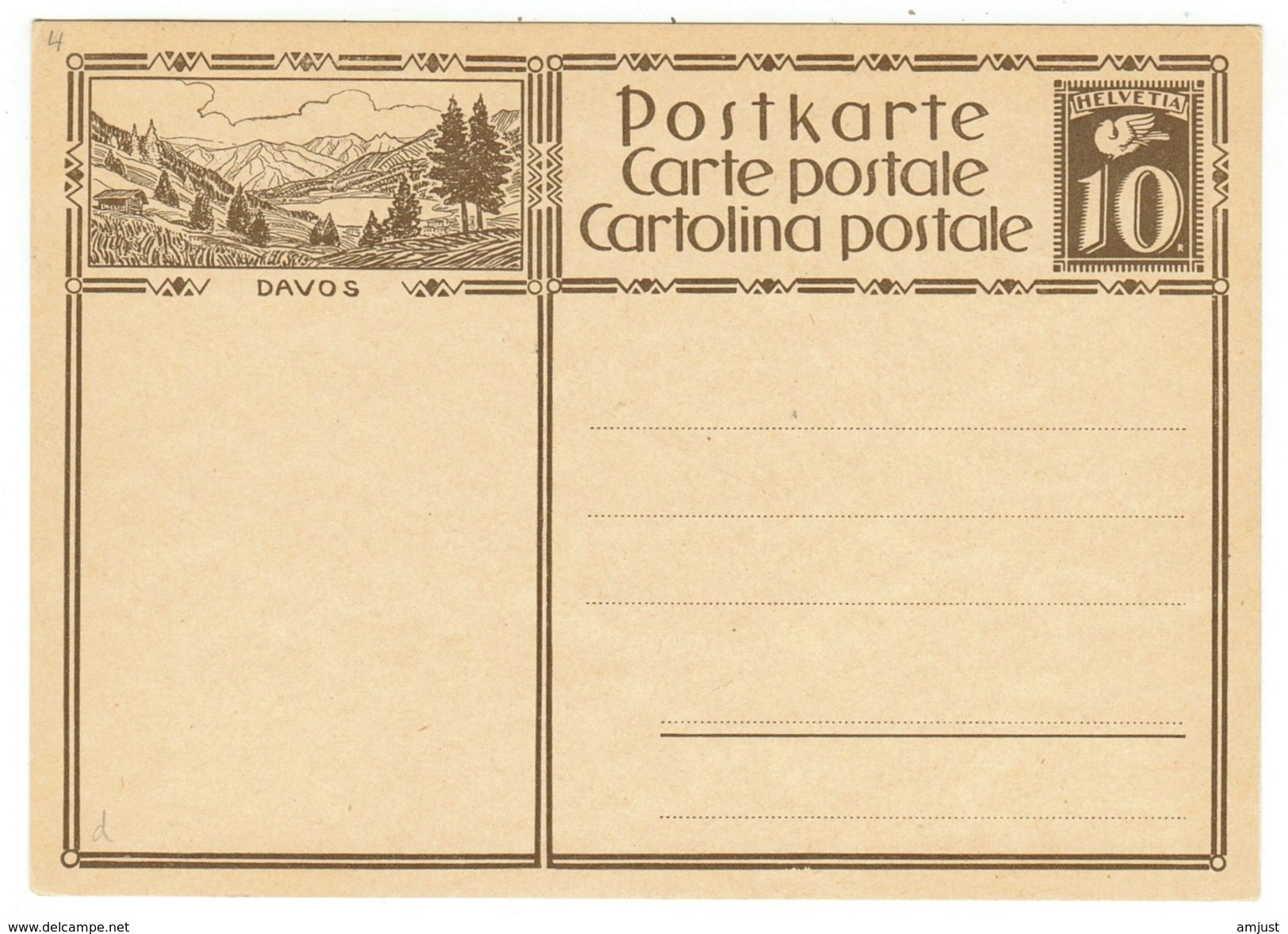 Suisse // Schweiz // Switzerland // Entiers Postaux // Entier Postal Neuf, Avec Image De Davos - Stamped Stationery