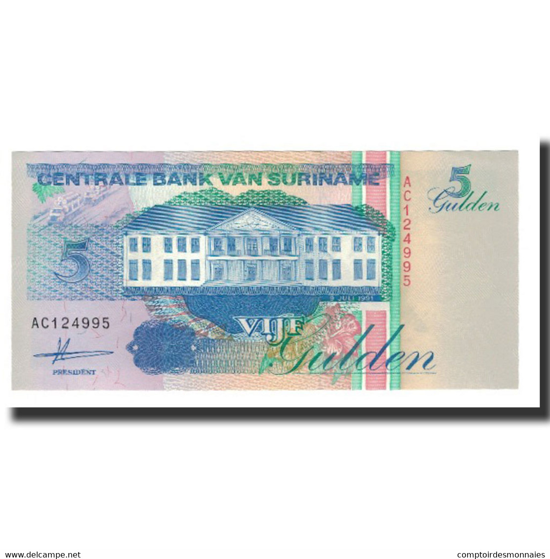 Billet, Surinam, 5 Gulden, 1991-07-09, KM:136a, NEUF - Surinam