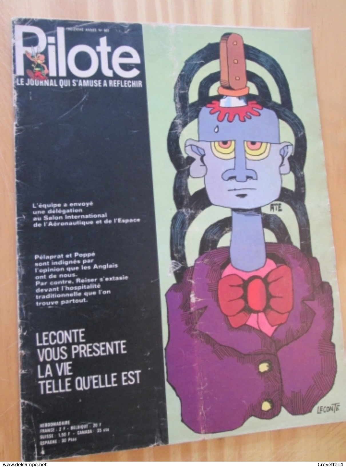 BD913 Revue PILOTE N°604   Années 60/70 Couverture PATRICE LECONTE LA VIE TELLE QU'ELLE EST (un Long Fleuve Tranquille ? - Pilote