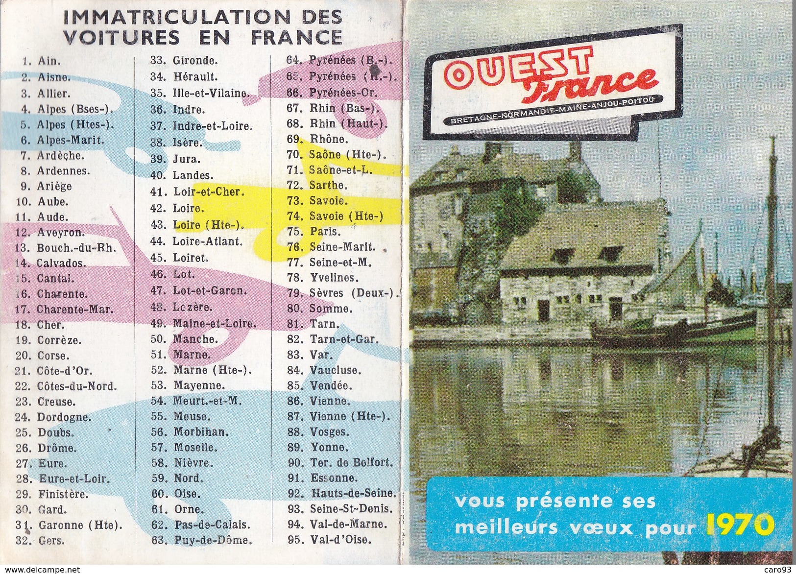 Calendrier Publicité OUEST FRANCE 1970 - Formato Piccolo : 1961-70