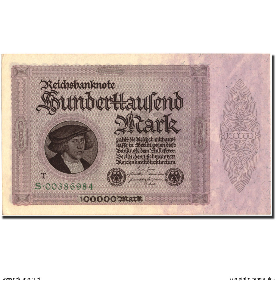 Billet, Allemagne, 100,000 Mark, 1923, 1923-02-01, KM:83b, SUP+ - 100000 Mark