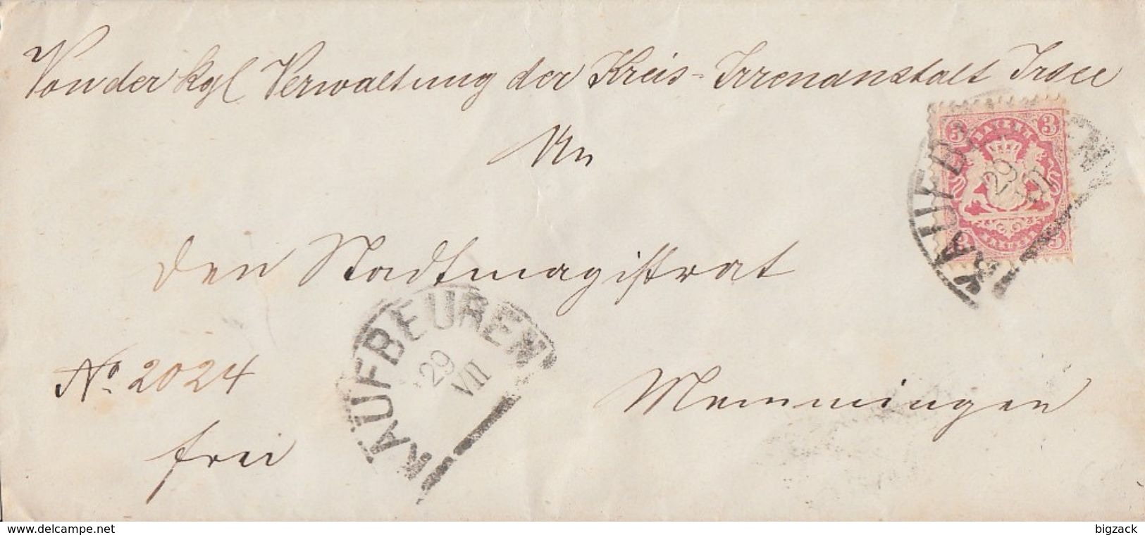 Bayern Brief Mit Halbkreisstempel Kaufbeuren 29.7. Ansehen !!!!!!!!! - Sonstige & Ohne Zuordnung