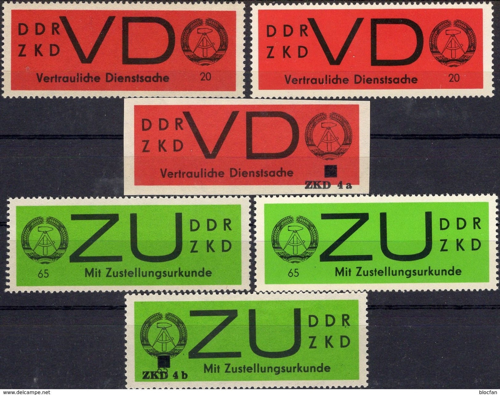 ZKD 1966 DDR VD 3 X,y,3 AD 4a, ZU 2 X,y+2 AD 4b ** 62&euro; Mit Aufdruck Für Neue Dienstbriefe Service Stamps Of Germany - Sonstige & Ohne Zuordnung