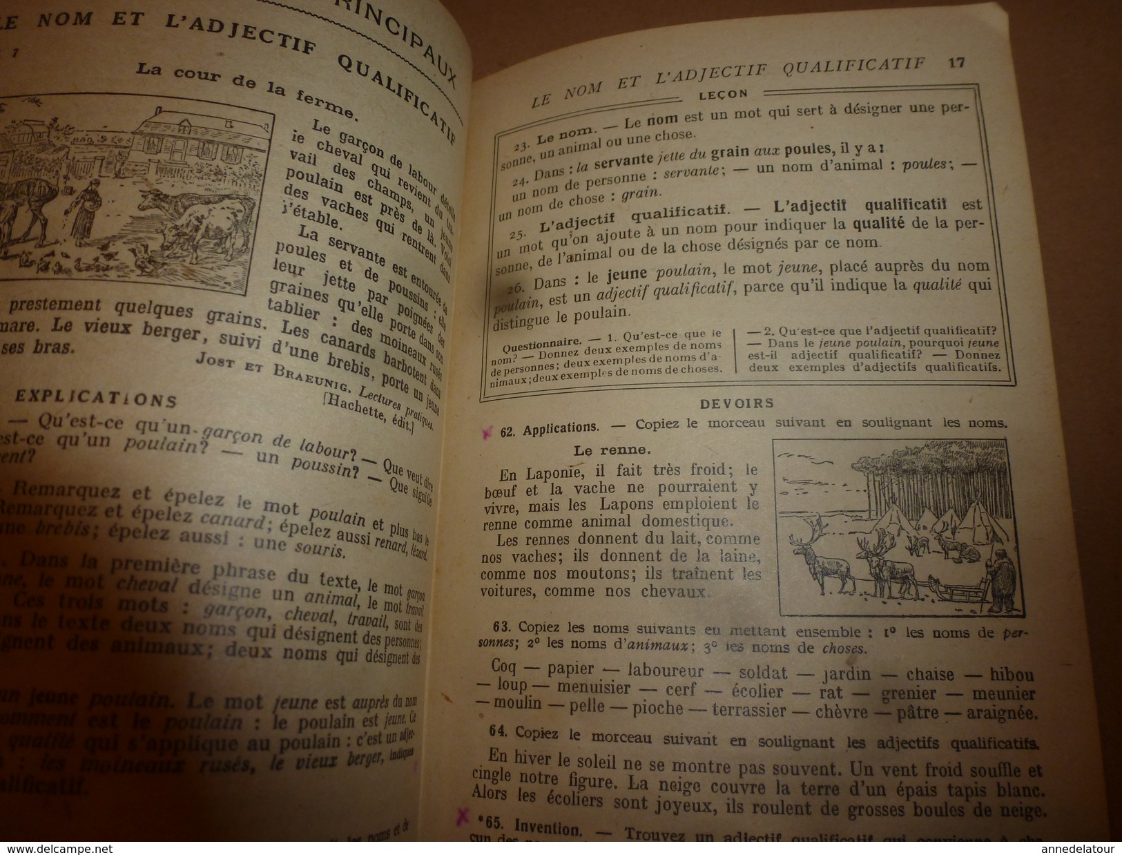 1913  Cours De Langue Français (Elémentaire Et Moyen)  GRAMMAIRE-VOCABULAIRE-COMPOSITION FRANCAISE - 6-12 Ans