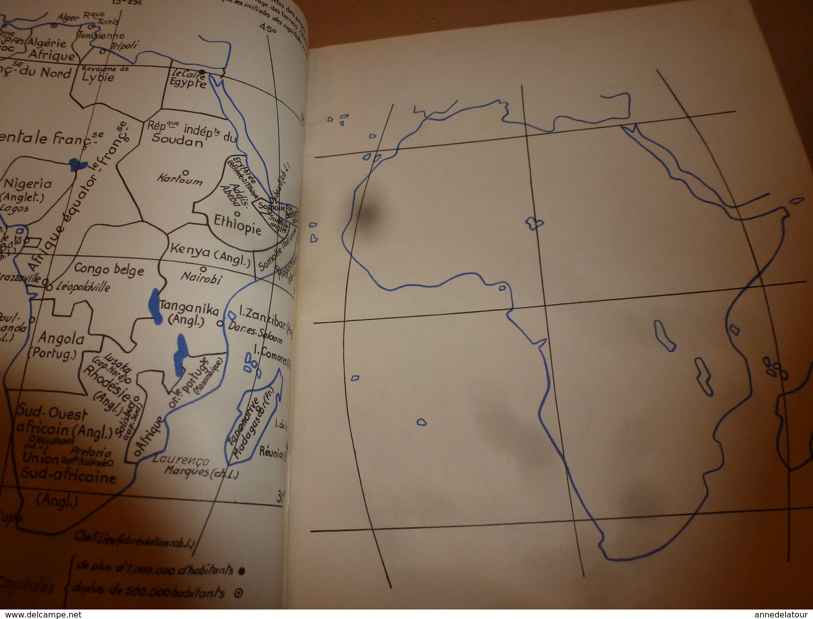 1957 Exercices De Cartographie- Terres Et Mers Du Globe--Les 5 Parties Du Globe--Grandes Puissances Du Monde - 6-12 Ans