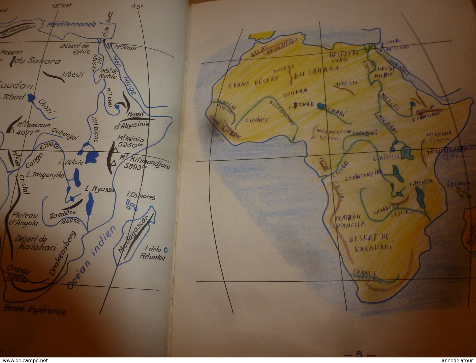 1957 Exercices De Cartographie- Terres Et Mers Du Globe--Les 5 Parties Du Globe--Grandes Puissances Du Monde - 6-12 Jaar