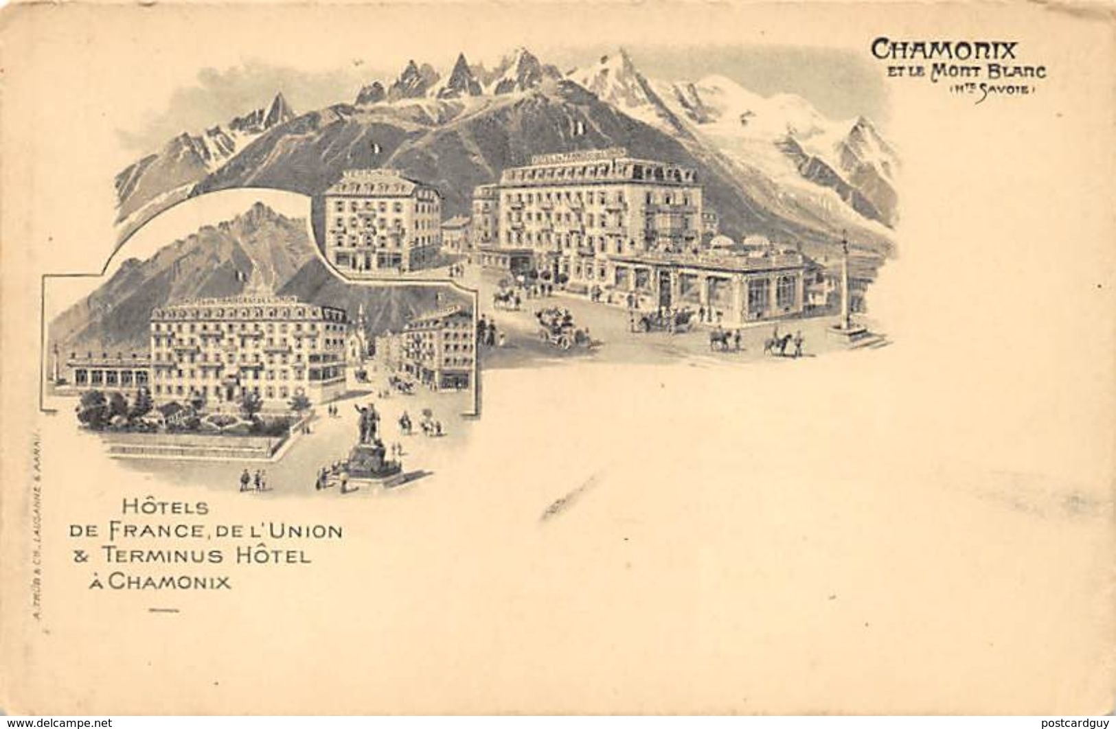 CPA - Hôtels De France Et De L'Union, Et Terminus Hotel A Chamonix - Chamonix-Mont-Blanc