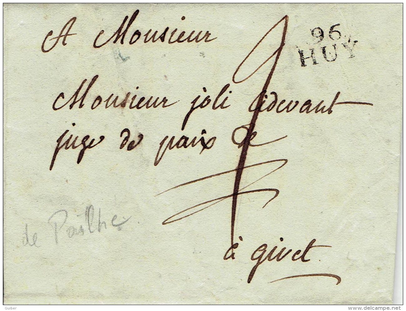 LAC De Pailhe (clavier Les Avins Havelange Modave) A Givet Huy 96 Noir 2 De Port 14 Pluviose XII (1799) - 1794-1814 (Periodo Francese)