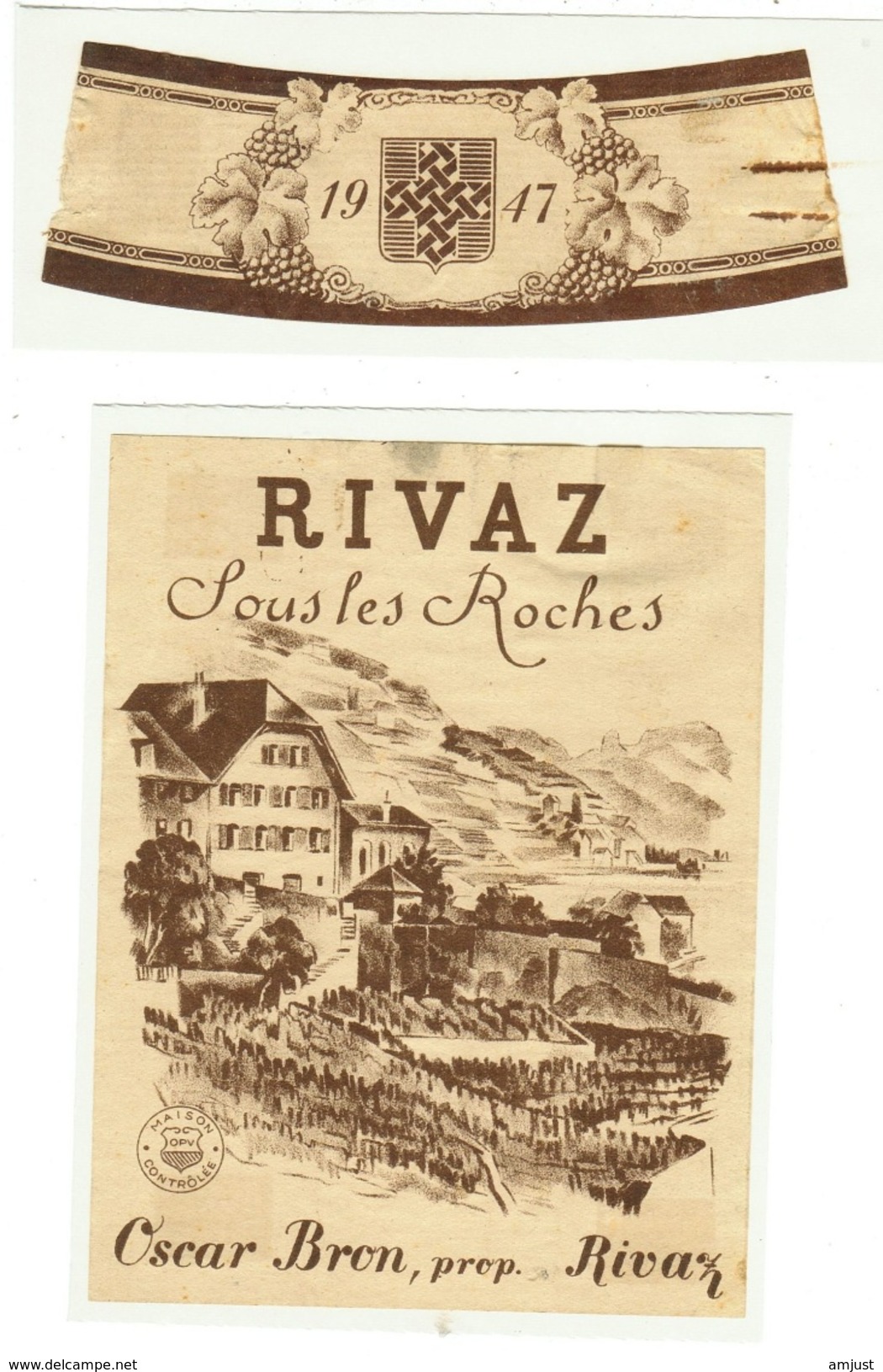 Rare // Rivaz Sous Les Roches 1947, Oscar Bron, Vaud // Suisse - Autres & Non Classés
