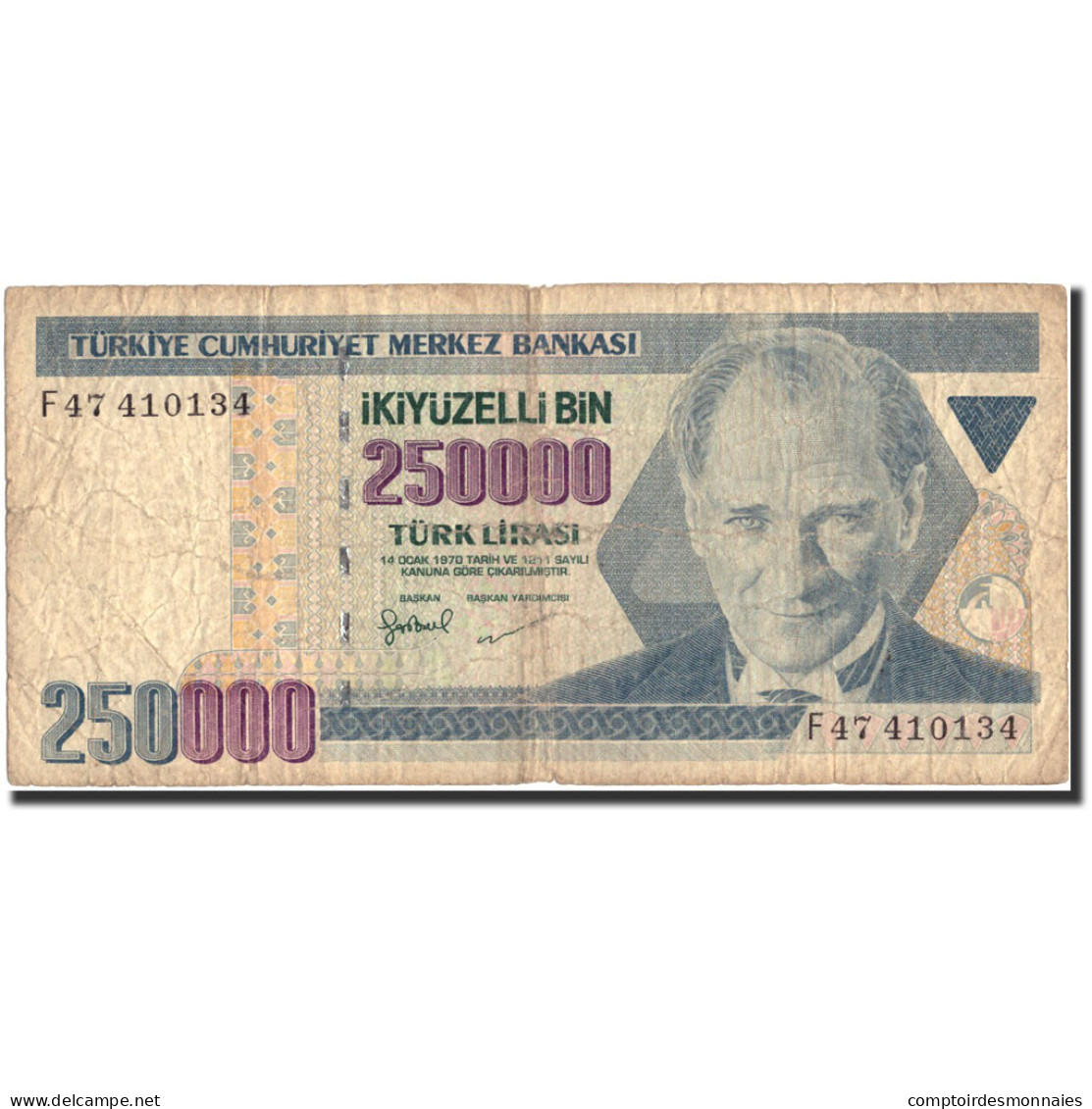 Billet, Turquie, 250,000 Lira, 1970, 1970-10-14, KM:207, B - Turquie