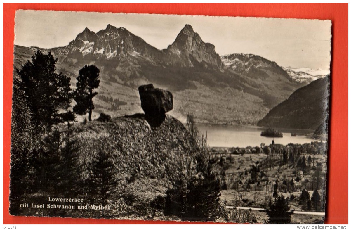 NED-23   Lauerzersee  Mit Insel Schwanau Und Mythen. Gelaufen In 1953. - Lauerz