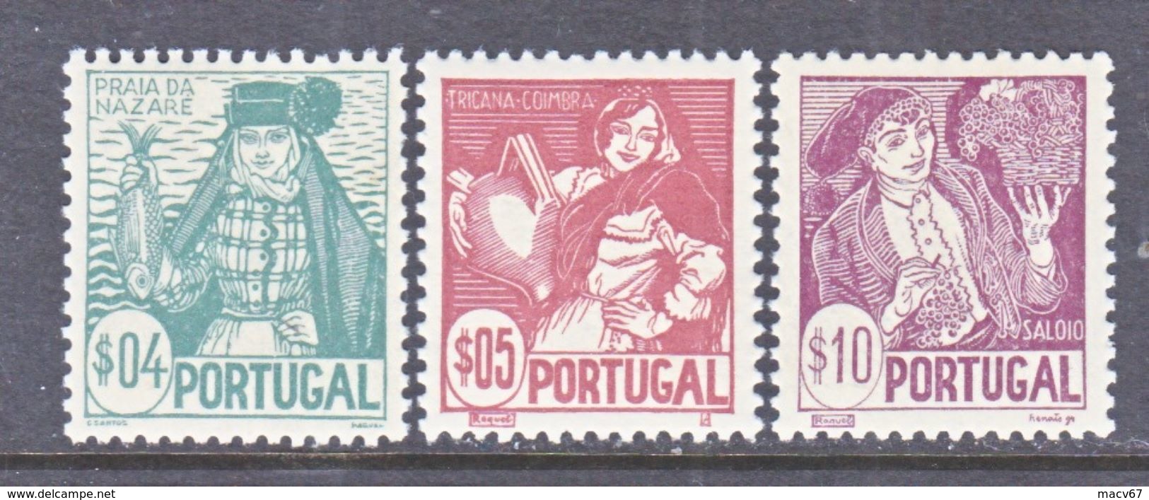 PORTUGAL  605-7   *  COSTUMES - Unused Stamps