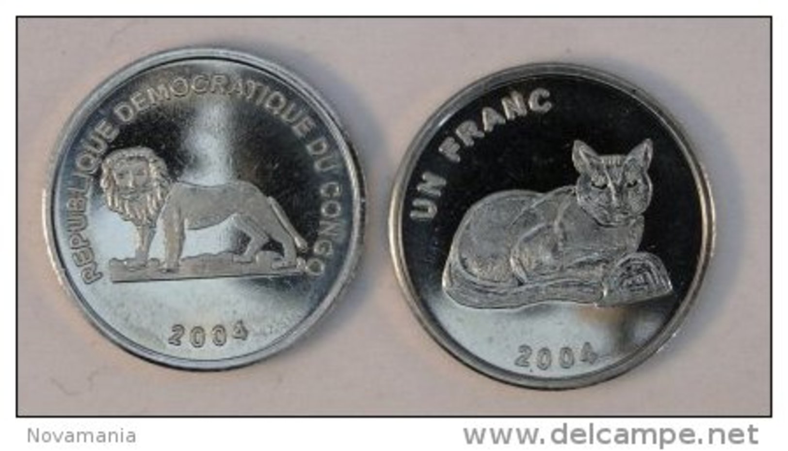 Congo RDC 1 Franc 2004 Golden Cat Chat Animal - Congo (Democratic Republic 1998)