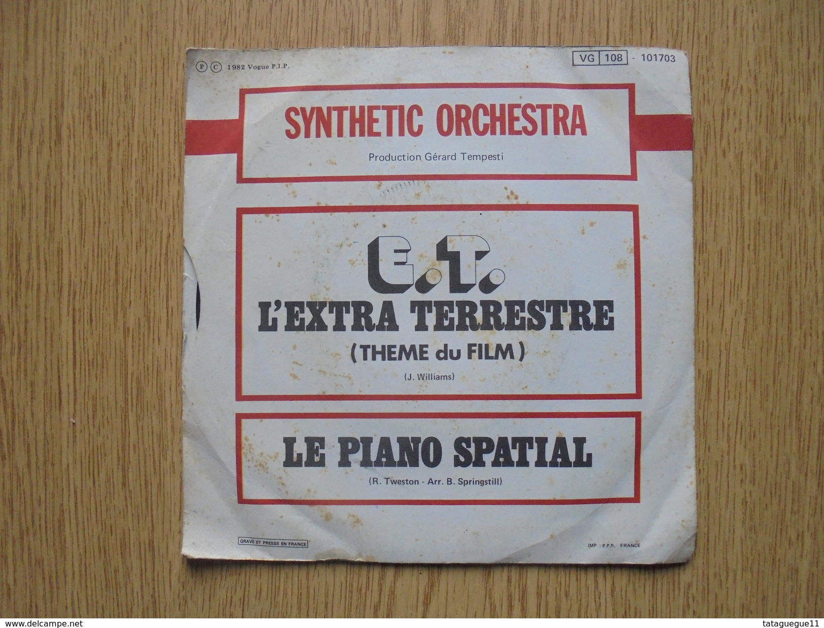 Disque Vinyle 45 Tours SYNTHETIC ORCHESTRA Thème Du Film E.T. L'Extra-Terrestre - Filmmusik
