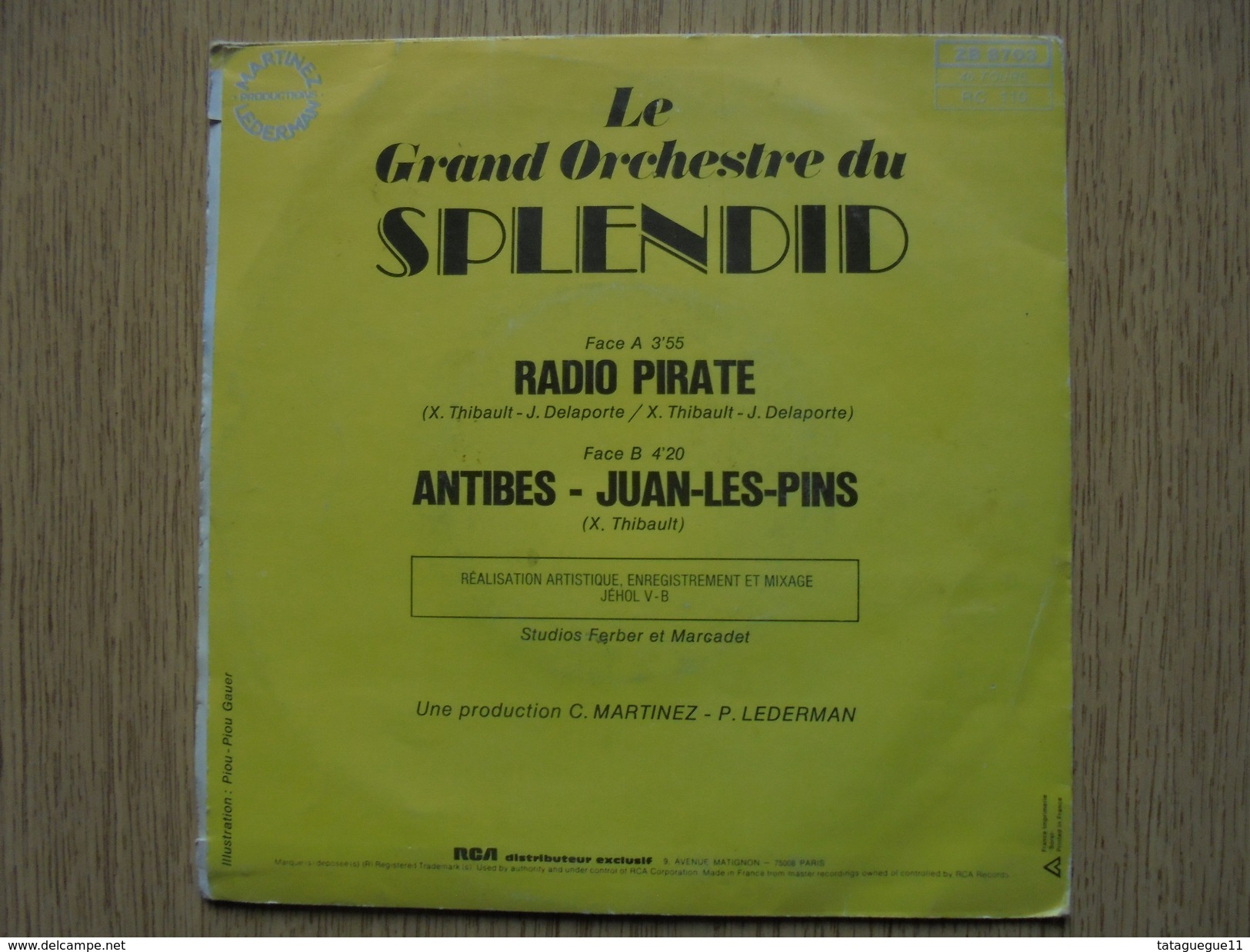 Disque Vinyle 45 Tours LE GRAND ORCHESTRE DU SPLENDID Radio Pirate - Comiche