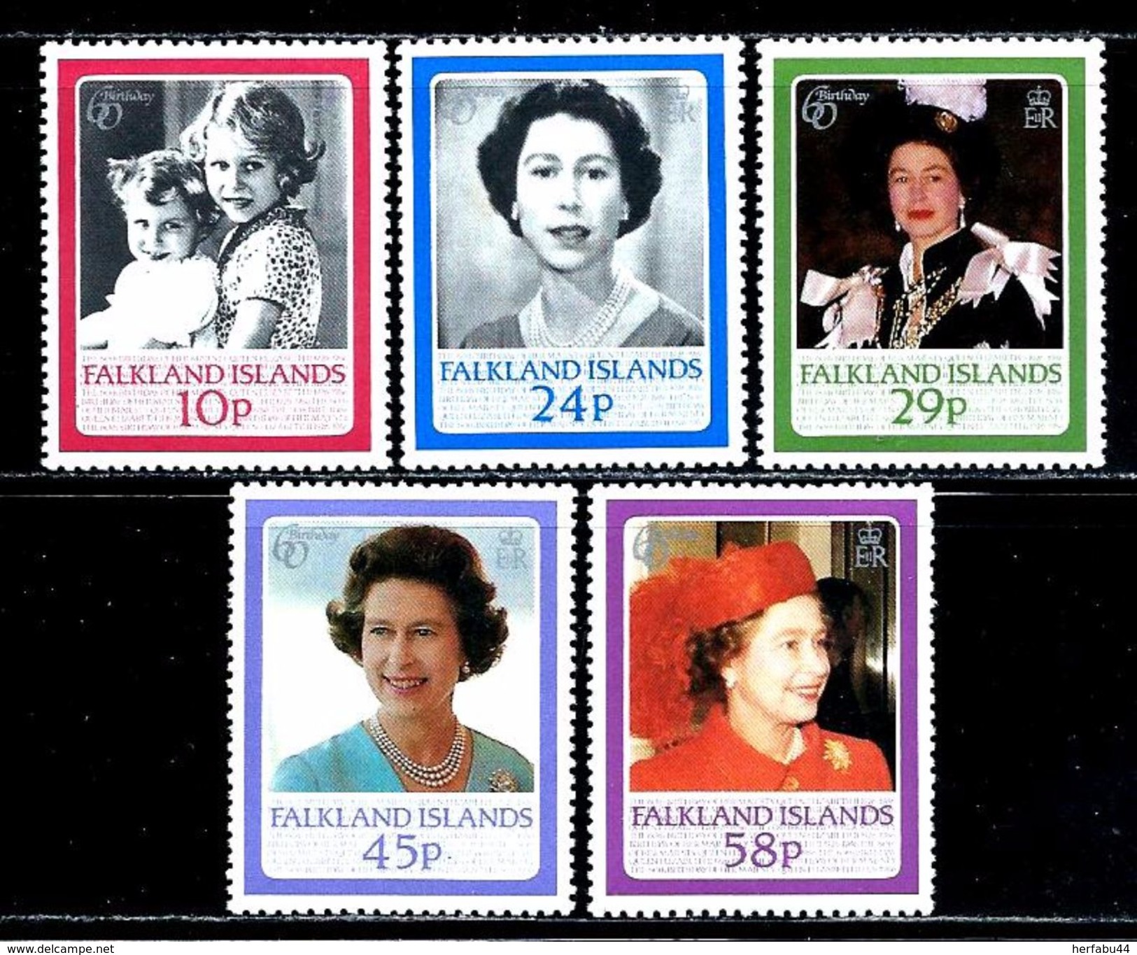 Falkland Islands       "Queen Elizabeth II "     Set     SC# 441-45 MNH** - Royalties, Royals