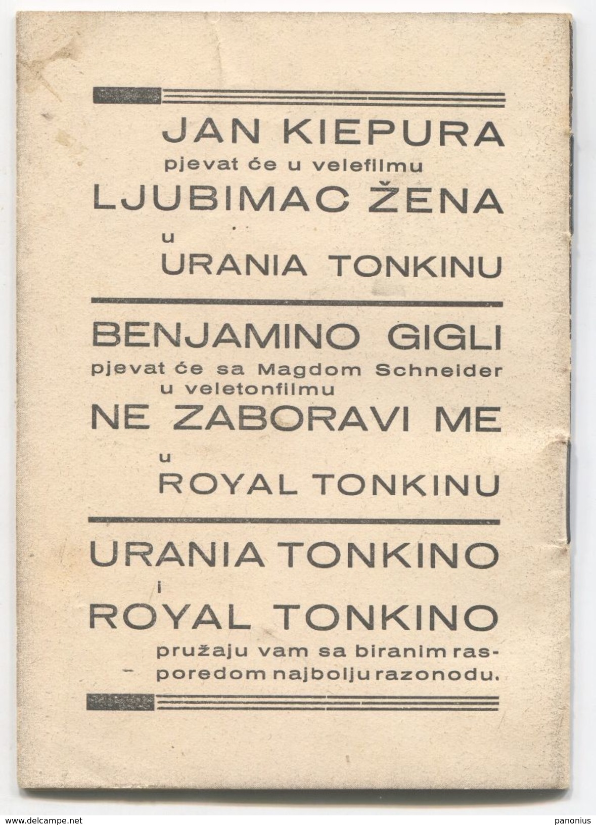 JAN KIEPURA - Actor, Cinema, Kino, Movie Star, Yugoslavia Film, Pocket Calendar / Calendrier, Reclame, 1936. - Petit Format : 1921-40