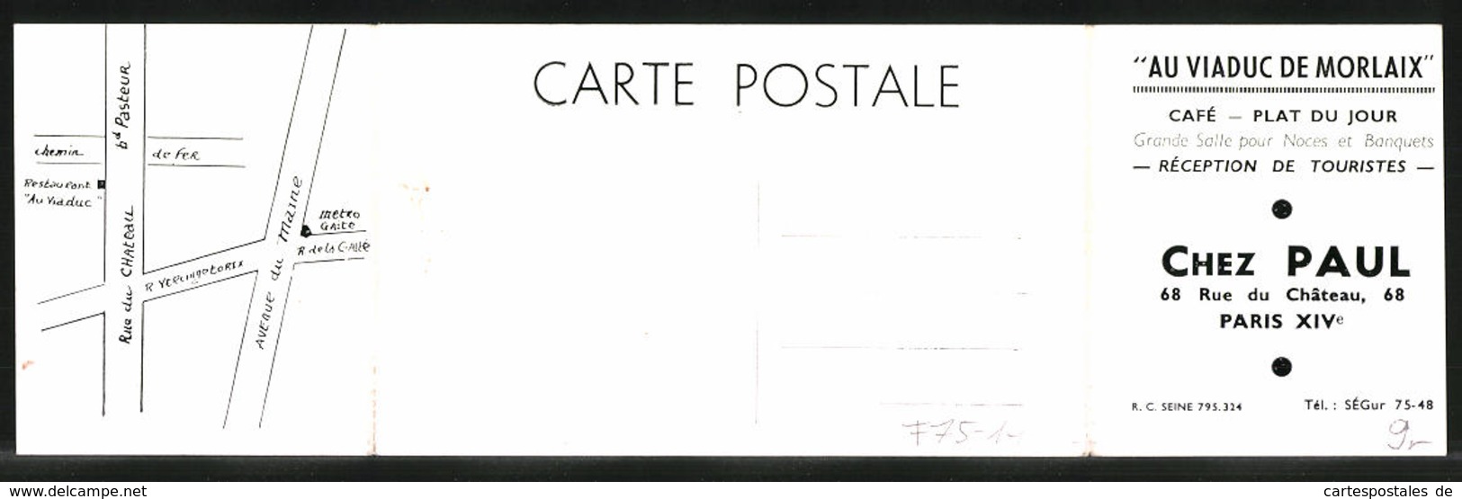 CPA Pliante Paris, Café Au Viaduc De Morlaix, 68 Rue Du Château, Vue Intérieure - Bar, Alberghi, Ristoranti