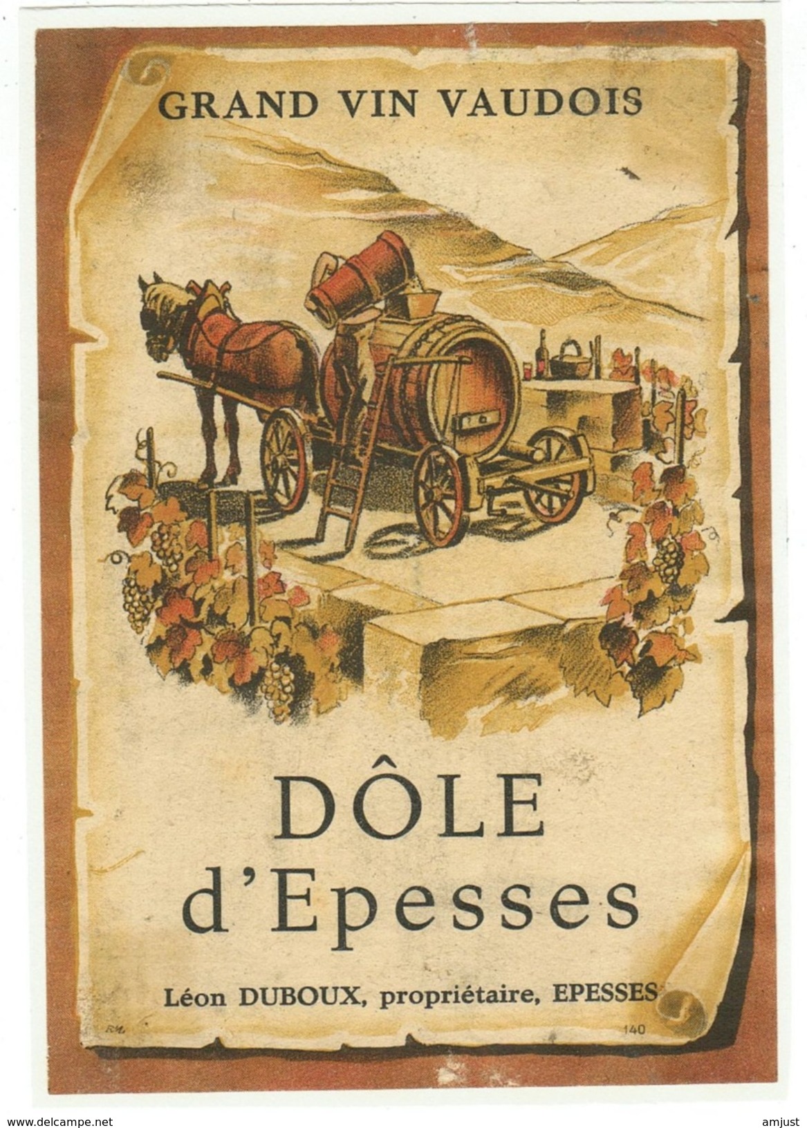 Rare //  Dôle D'Epesses 1948,Léon Duboux, Epesses Vaud // Suisse - Autres & Non Classés