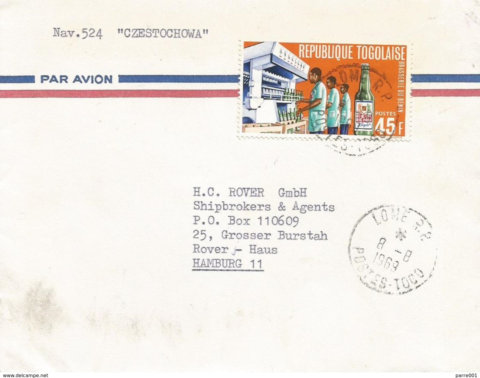 Togo 1969 Lome Beer Brewery Brasserie Cover - Togo (1960-...)