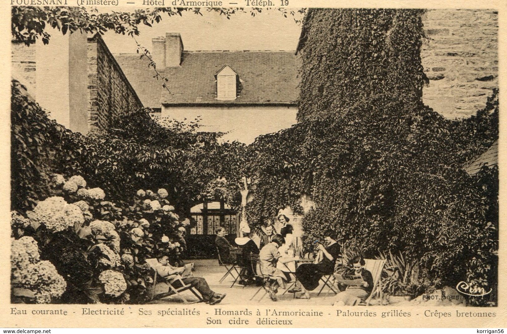 FOUESNANT ****  HOTEL D ARMORIQUE  TEL 19 **** CARTE NOTE POUR REGLER AU DOS **** - Fouesnant