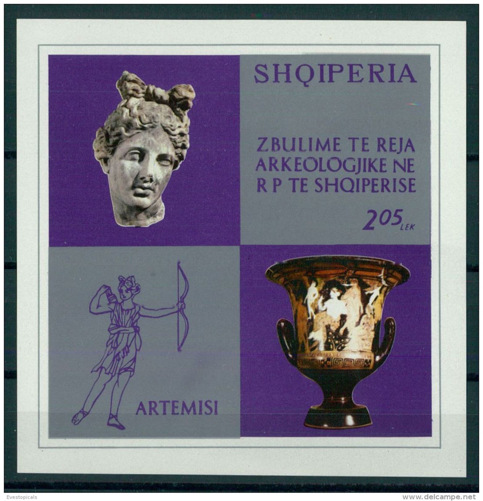 ALBANIA, ARTEMIS ANITCS, ARCHEOLOGY DISCOVERY 1974, NH BLOC - Albania