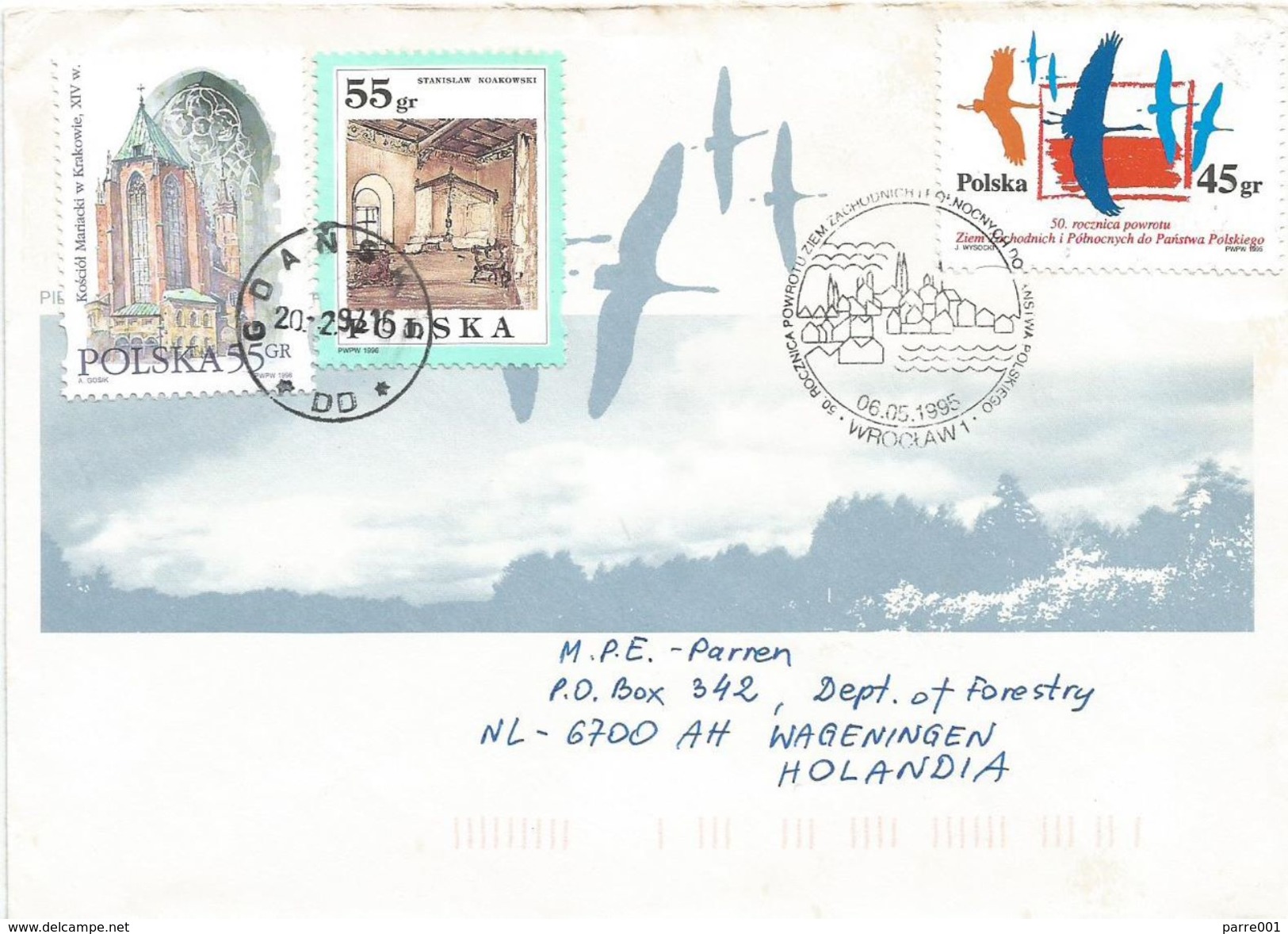 Poland 1995 Wroclaw Crane Cover - Cranes And Other Gruiformes