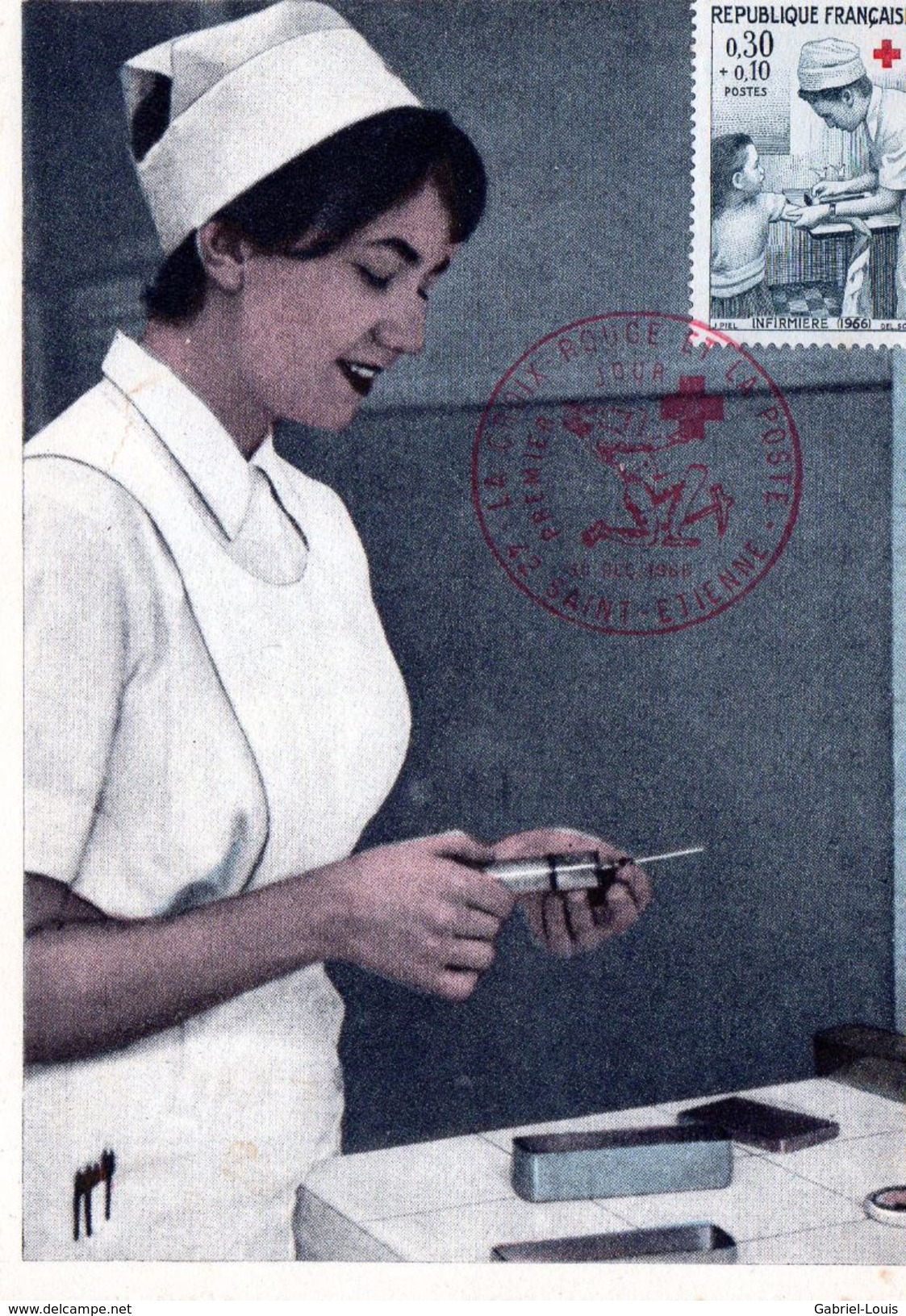 Infirmière 1966 / Injection / Piqûre / France / / Poste Saint-Etienne - Croix-Rouge